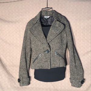 CABI brown tweed moto jacket